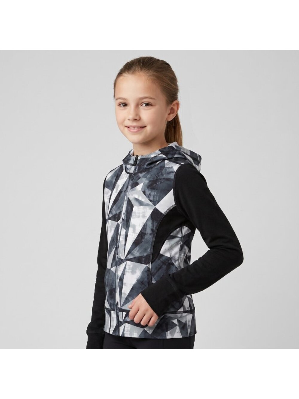 Z by Zella Girl's Double Under Print Hoodie Zip-up Jacket & in size Large 10-12